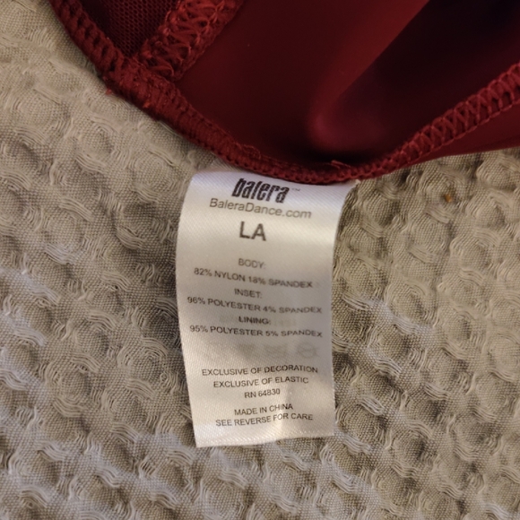 Balera Wine Leotard with Sheer Accents - Picture 3 of 3